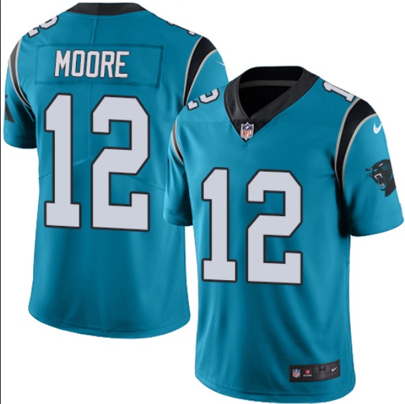 Youth Nike Carolina Panthers #12 DJ Moore Blue NFL Vapor Untouchable Player Limited Jersey
